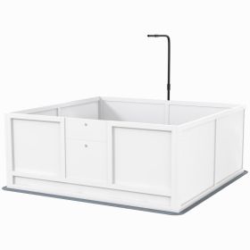 Whelping Box for Puppies with Pee Pad, Pig Rail, Adjustable Door for Small, Medium & Large Breed Dogs Birth, 49" x 48"