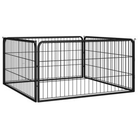 Dog Playpen Black Powder-coated steel 39.4 x 39.4 x 19.7 in (Color: Black)